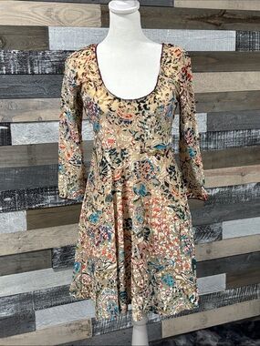 Free people velvet burnout Beige Floral Scoop-Neck Women’s Dress